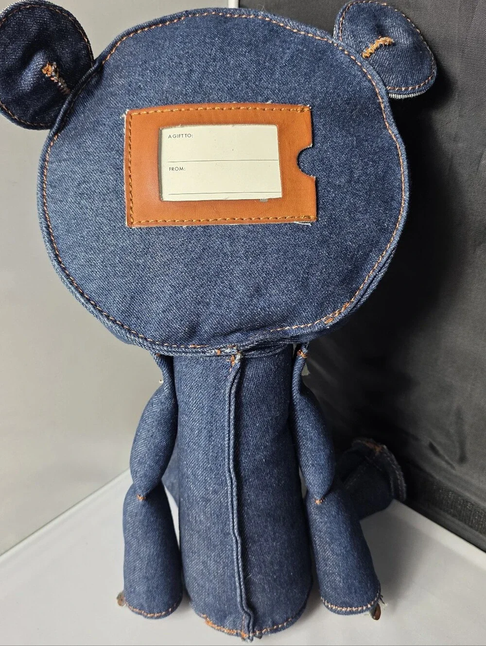 Chester Denim Bear Plush with Leather Accents